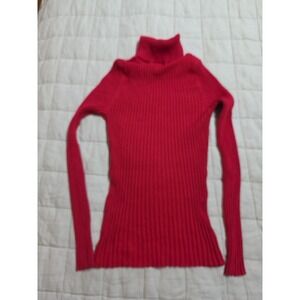 VTG Y2K 90's Say What? Slim Fit Turtleneck Sweater Top Juniors Large Red Office